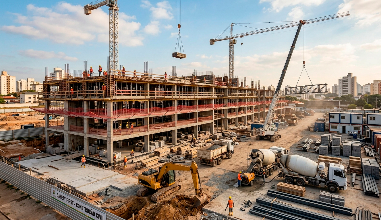 O Brasil voltou a ser um canteiro de obras: Construção Civil pisa no acelerador em 2026 e mostra por que este é o momento de investir no seu projeto