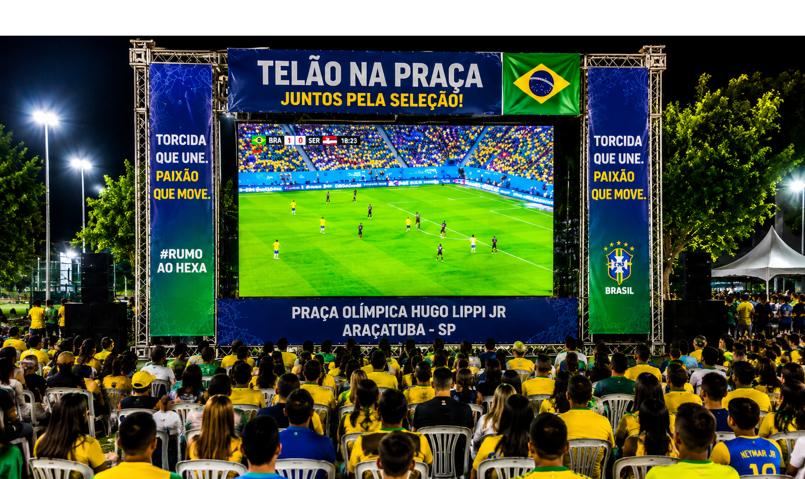 Araçatuba terá telão na Praça Olímpica para os jogos do Brasil na Copa 2026