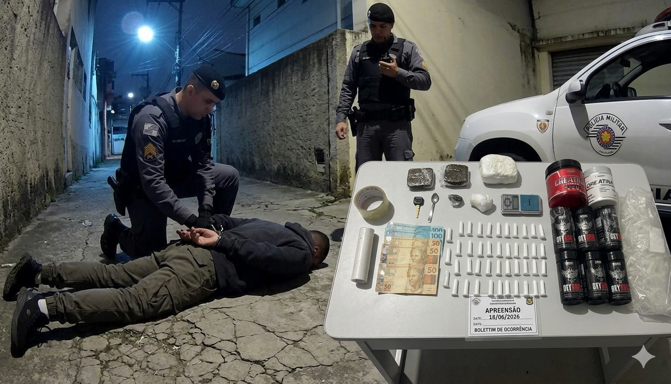 Suspeito tenta fugir da PM, mas acaba preso com drogas, dinheiro e balança de precisão