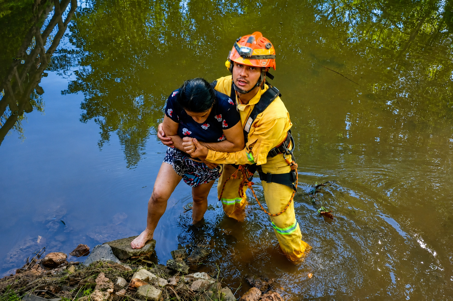 Bombeiros agem rápido e salvam mulher de afogamento no Baixote