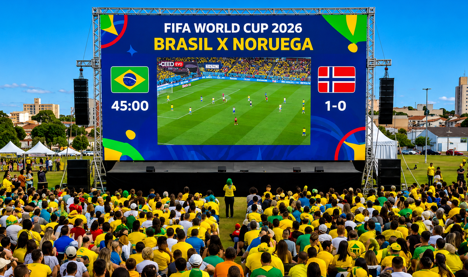 Vai ter telão no Parque do Povo para Brasil x Noruega neste domingo!