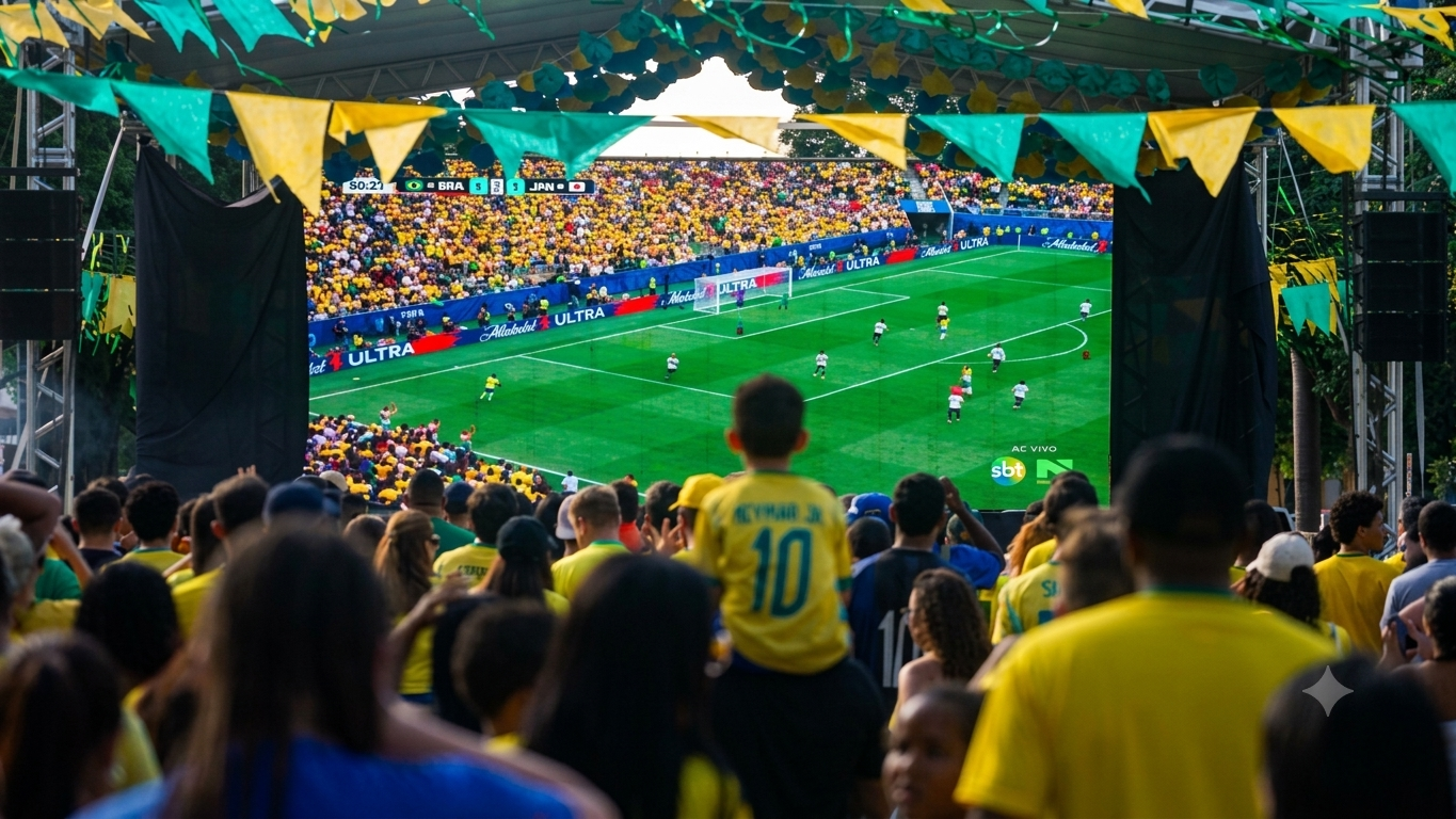 Domingo é dia de Copa na Praça! Araçatuba convoca torcida para empurrar o Brasil contra a Noruega