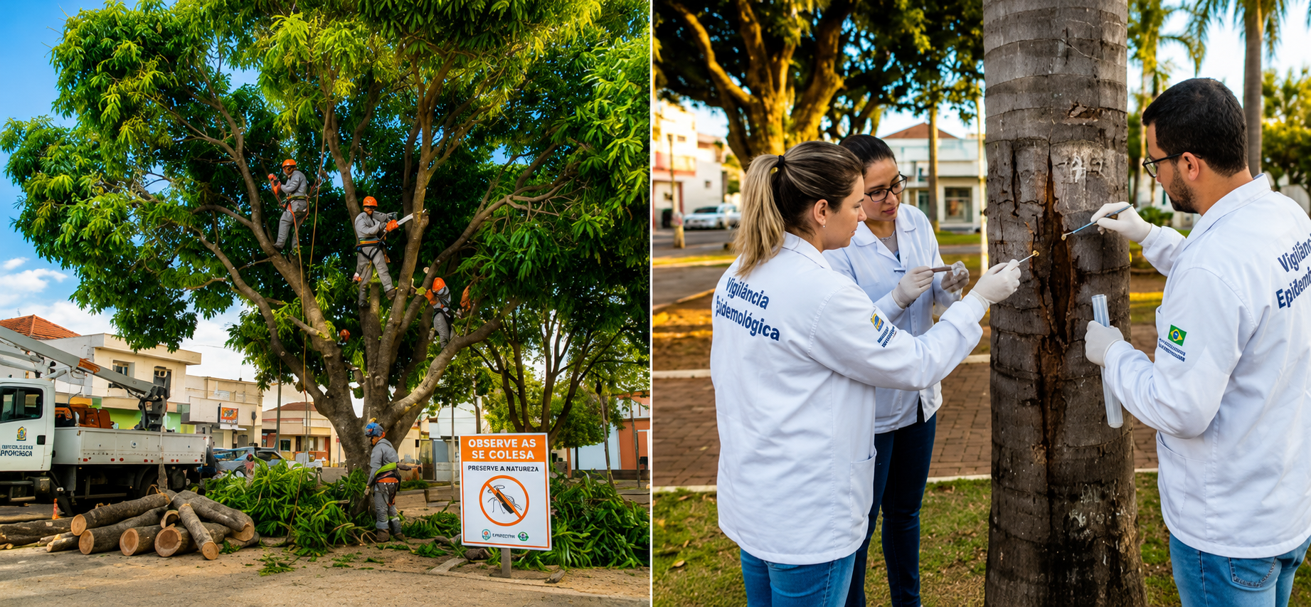 Praça Américo Fioroto vai fechar nesta terça-feira para poda e caça ao bicho-barbeiro