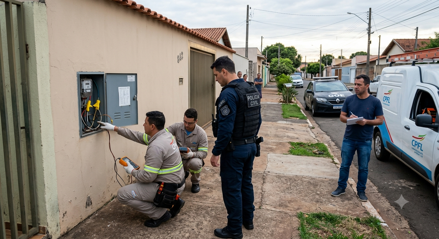 CPFL e GOE dão batida em imóvel no bairro Jussara e flagram "gato" de energia