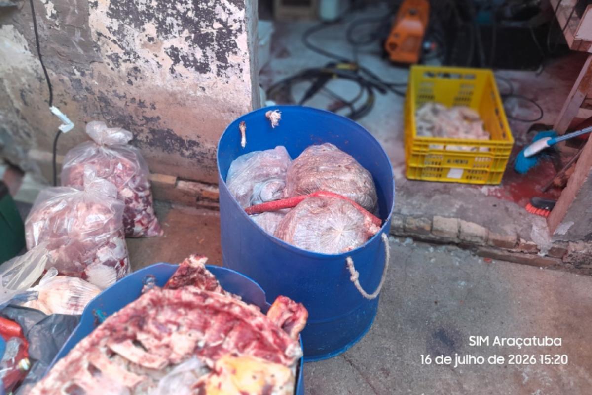 Churrasco zica! Operação interdita fábrica clandestina e joga fora 2,7 toneladas de carne irregular