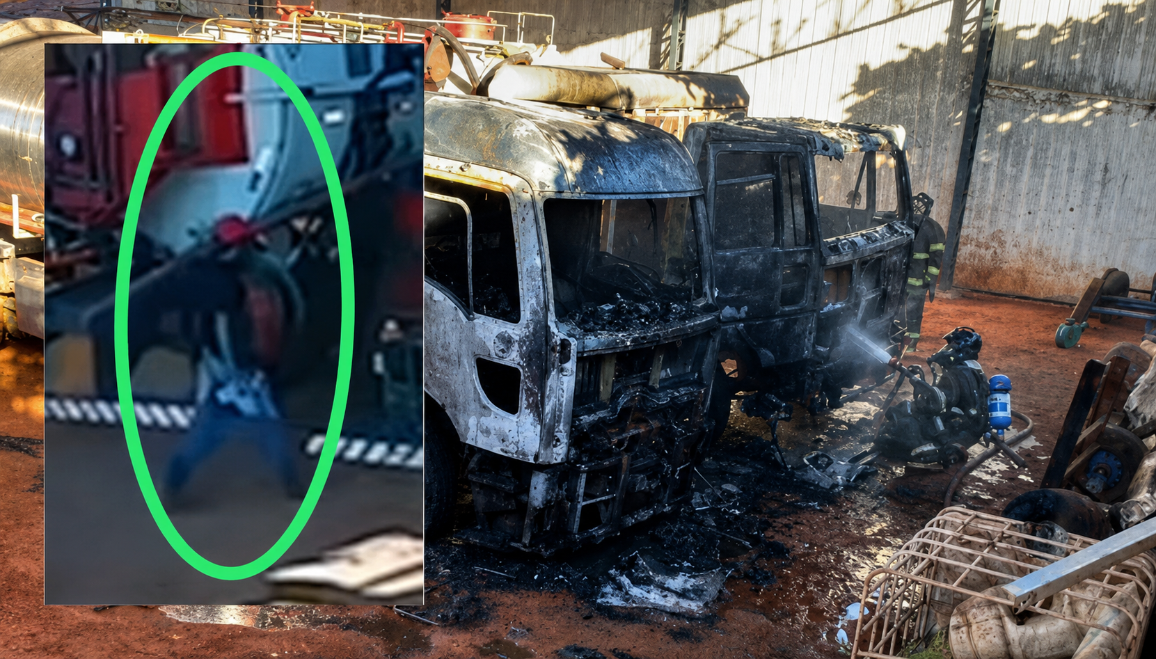 Polícia Civil apura suspeita de incêndio criminoso que destruiu caminhões no bairro Colinas, em Birigui