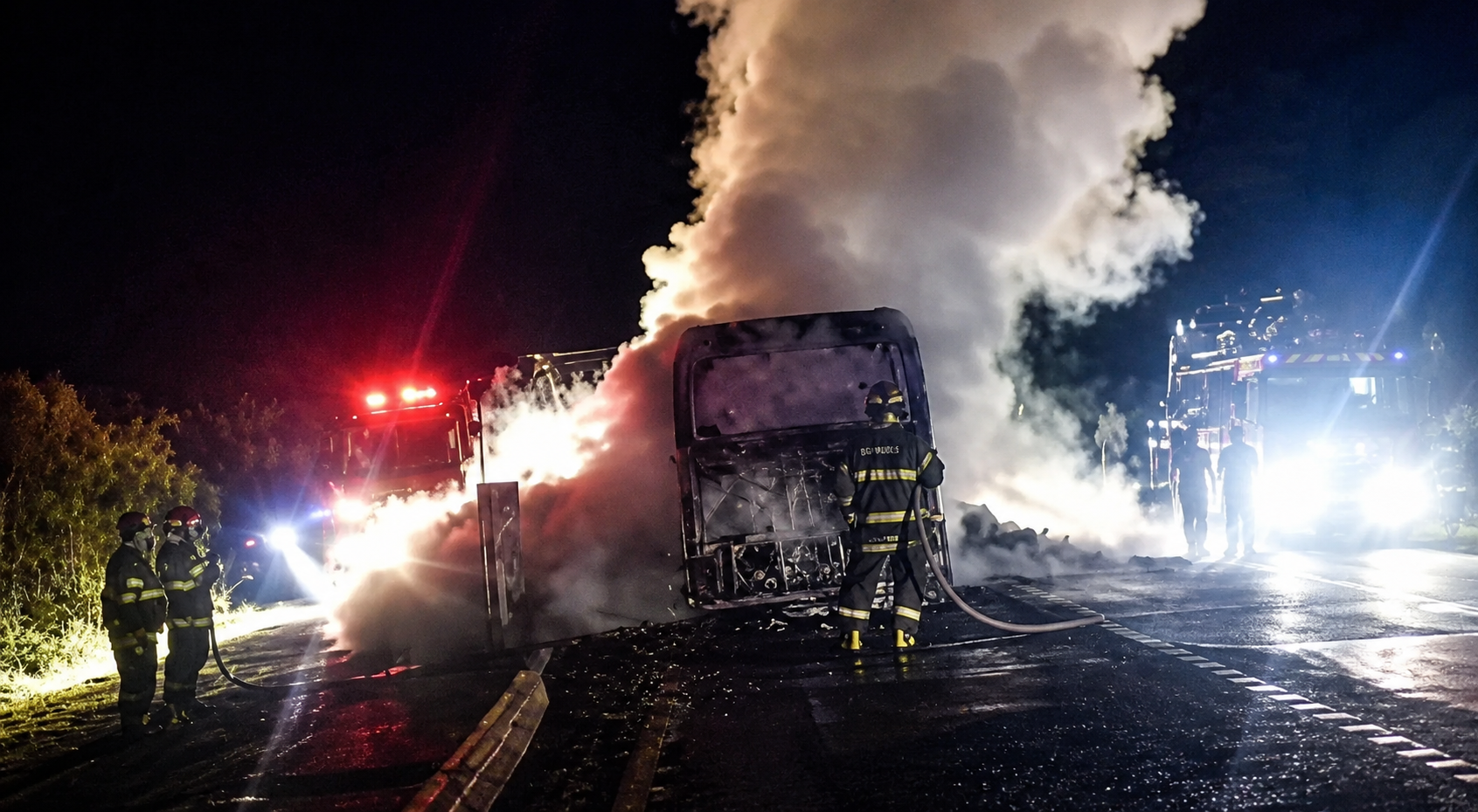 Caminhão pega fogo e fica totalmente destruído na SP-461 em Bilac