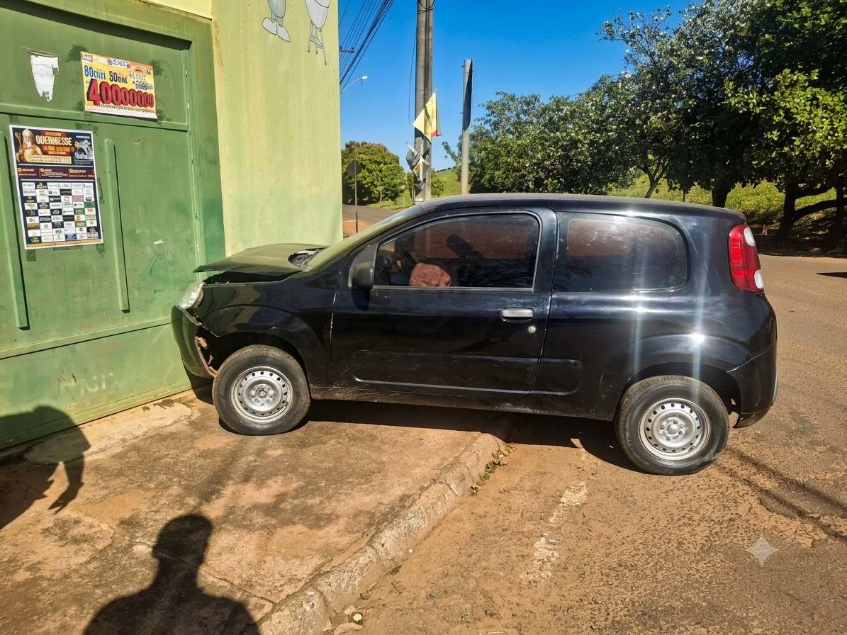 Idoso passa mal e só para após bater Uno em parede de cervejaria em Birigui