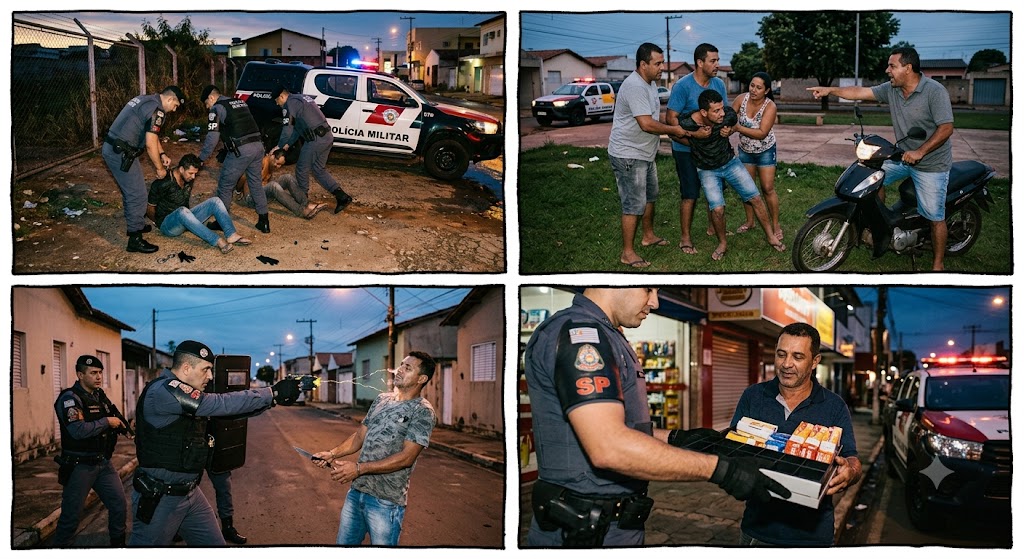 Polícia Militar limpa a área com prisões em série na noite desta segunda