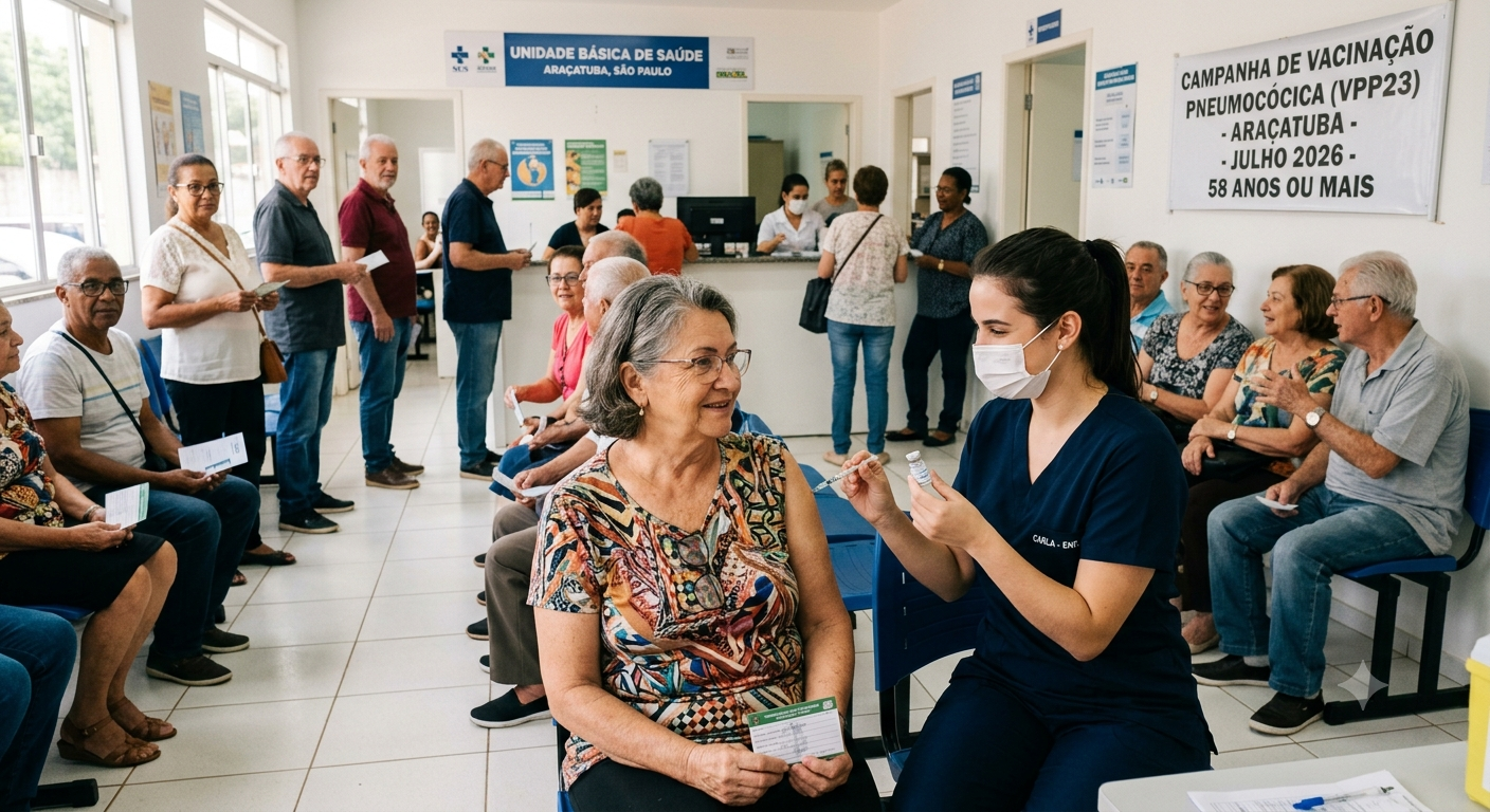 Araçatuba libera vacina contra pneumonia pra quem tem 58 anos ou mais em todas as UB's