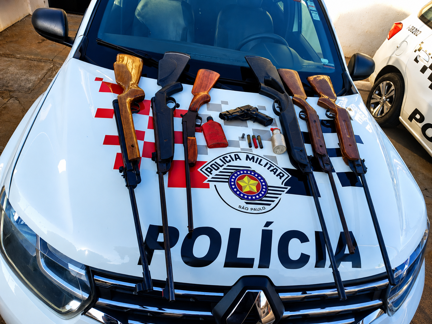 Polícia Militar faz varredura em sítio, prende procurado e recolhe arsenal