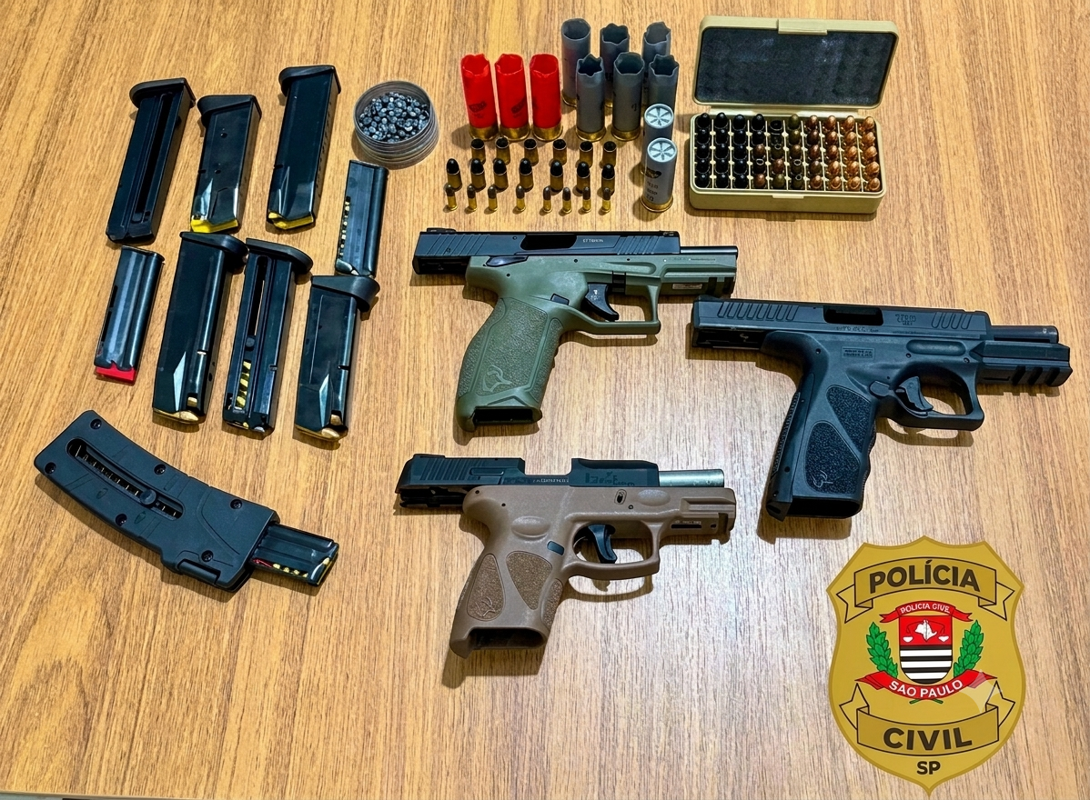 Polícia Civil faz limpa na casa de investigado por tentativa de homicídio e apreende arsenal