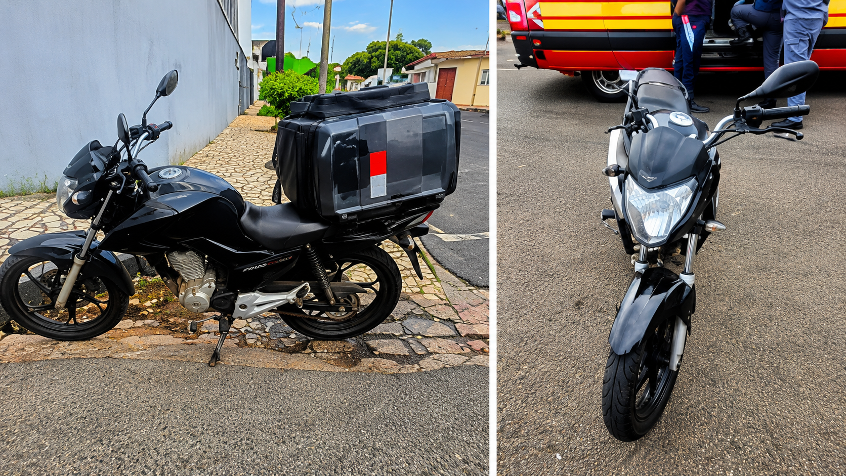 Acidente entre duas motos deixa motociclista ferido no centro após desrespeito ao 'PARE'