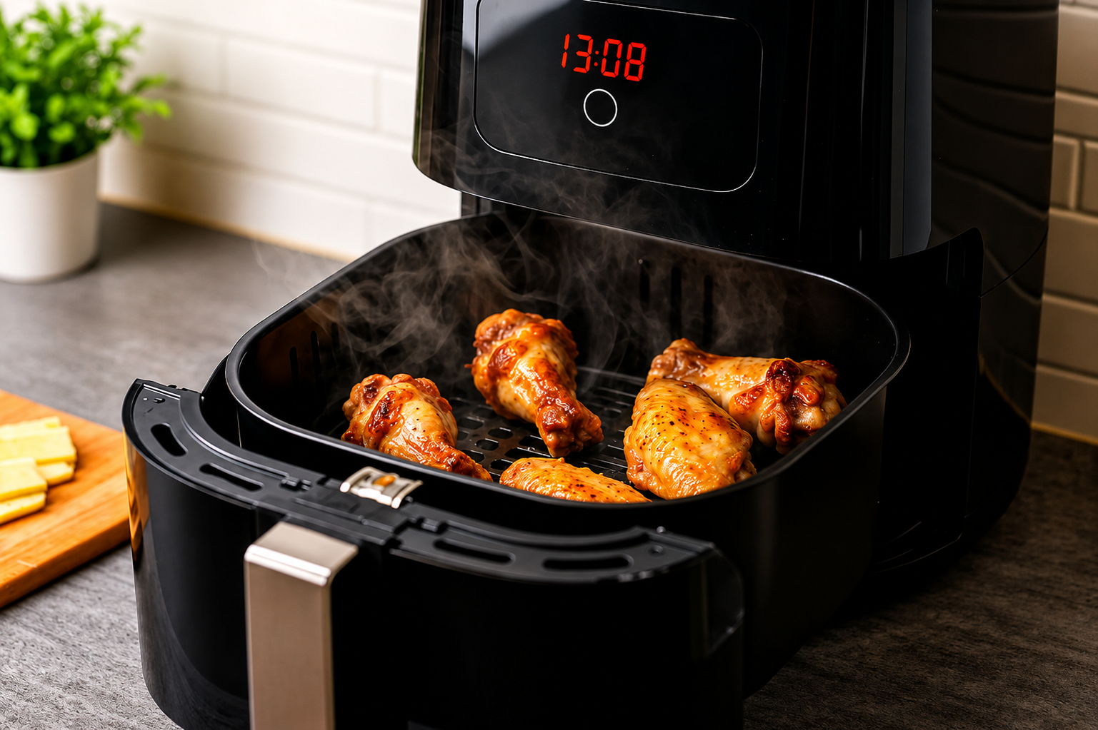 Comida no ponto certo e sem susto: o segredo pra sua air fryer voar baixo é dar um espaço pra ela respirar!