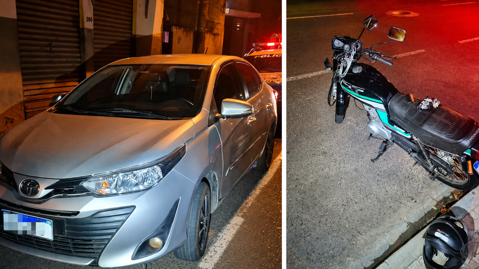 Jovem de 25 anos fica ferida após colisão entre moto e carro na Avenida João Cernach