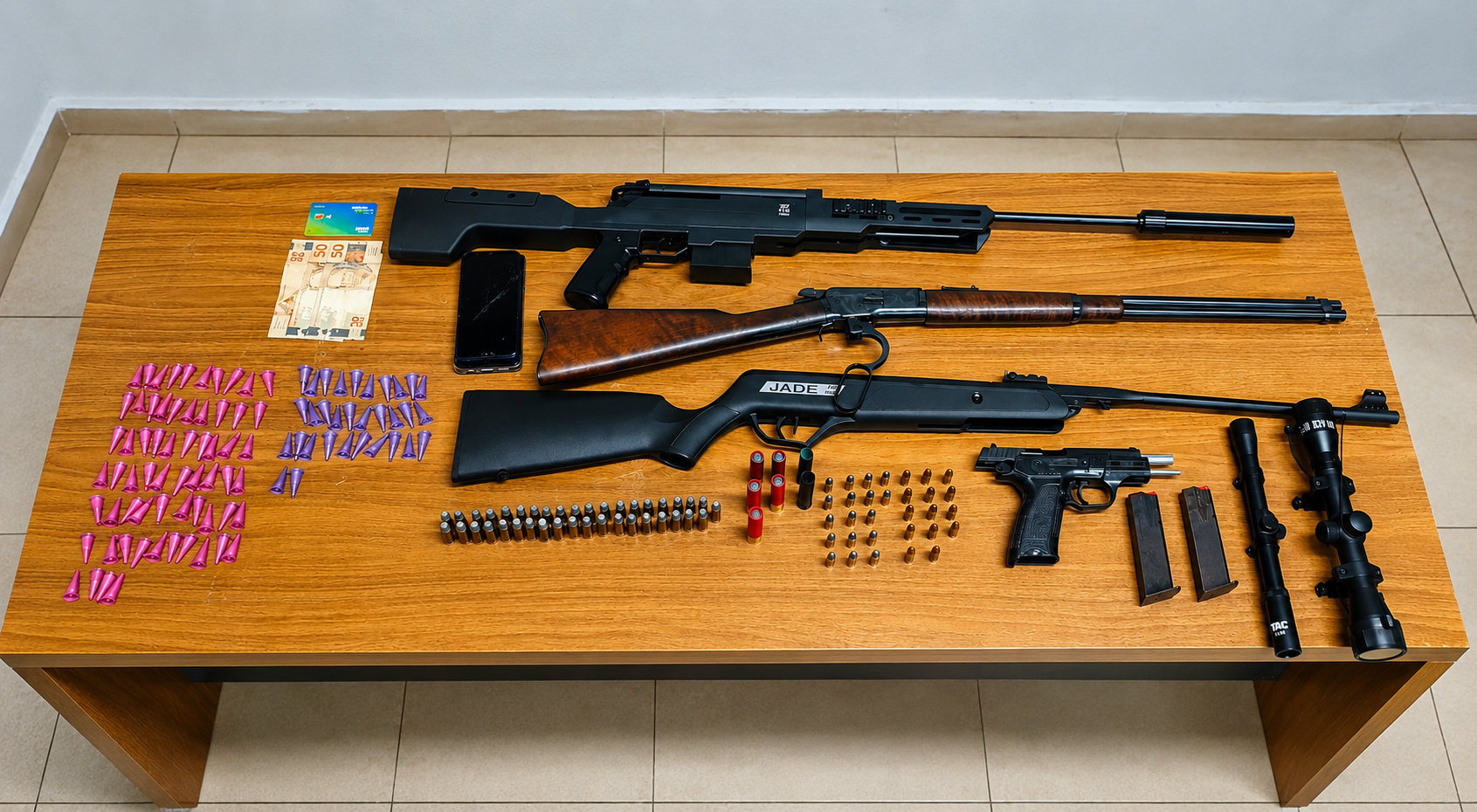 Três homens são presos no Jussara: PM apreende drogas, pistola raspada e carabina Winchester
