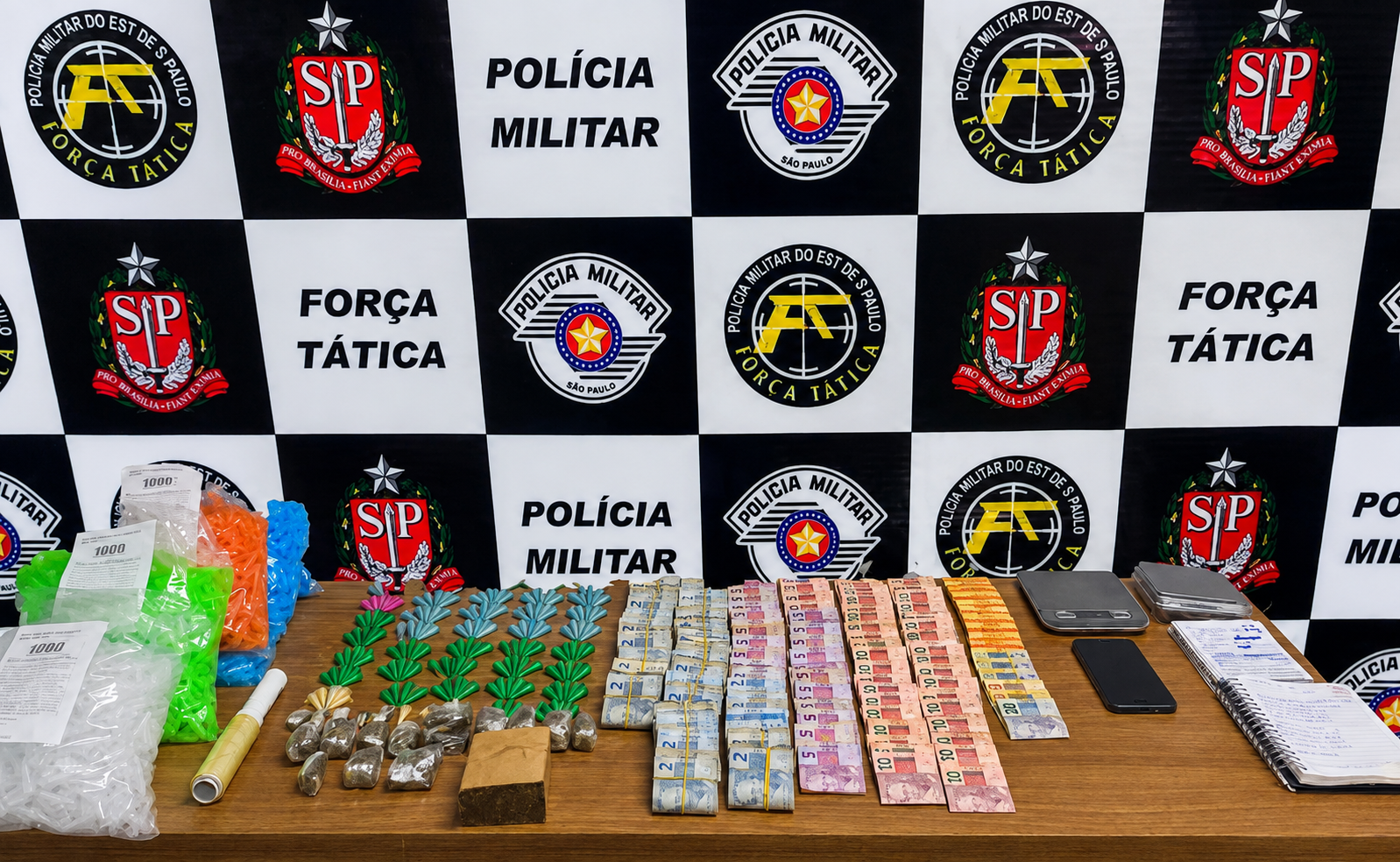PM estoura ponto de drogas, apreende quase R$ 12 mil e 4,5 mil microtubos em Araçatuba