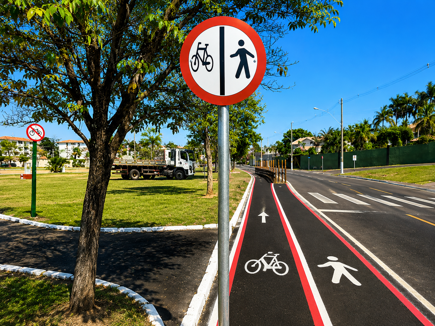 Parque do Povo ganha nova sinalização e divide pista entre pedestres, bikes e patinetes
