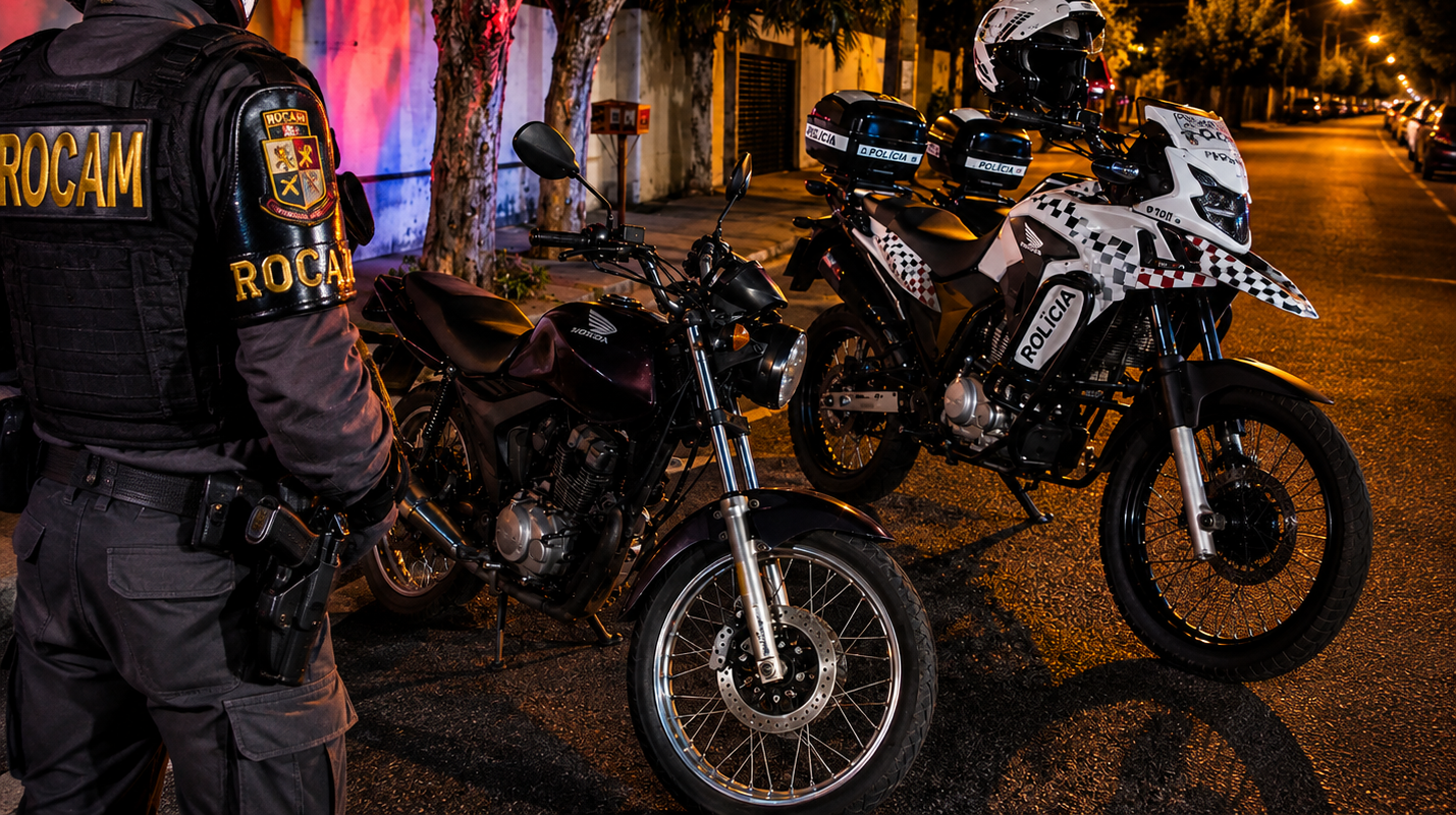 Policiais da ROCAM pegam jovem rodando em moto furtada pela Avenida Isaura Macarini
