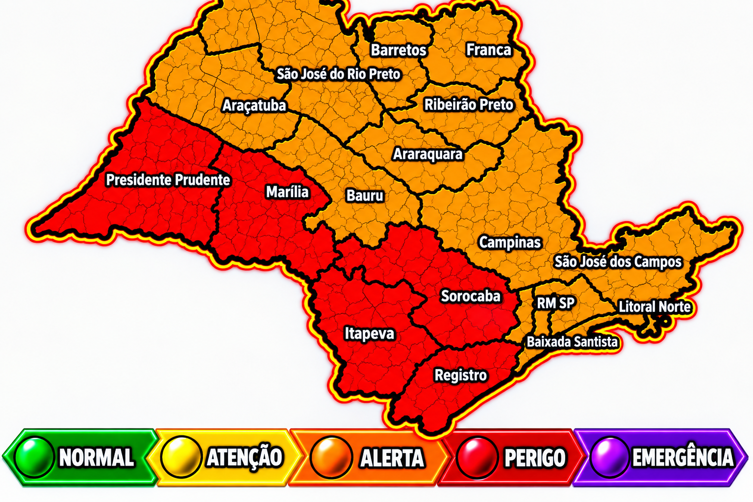 Aviso: Região de Araçatuba entra em alerta para chuva forte, vento e granizo entre sexta e sábado