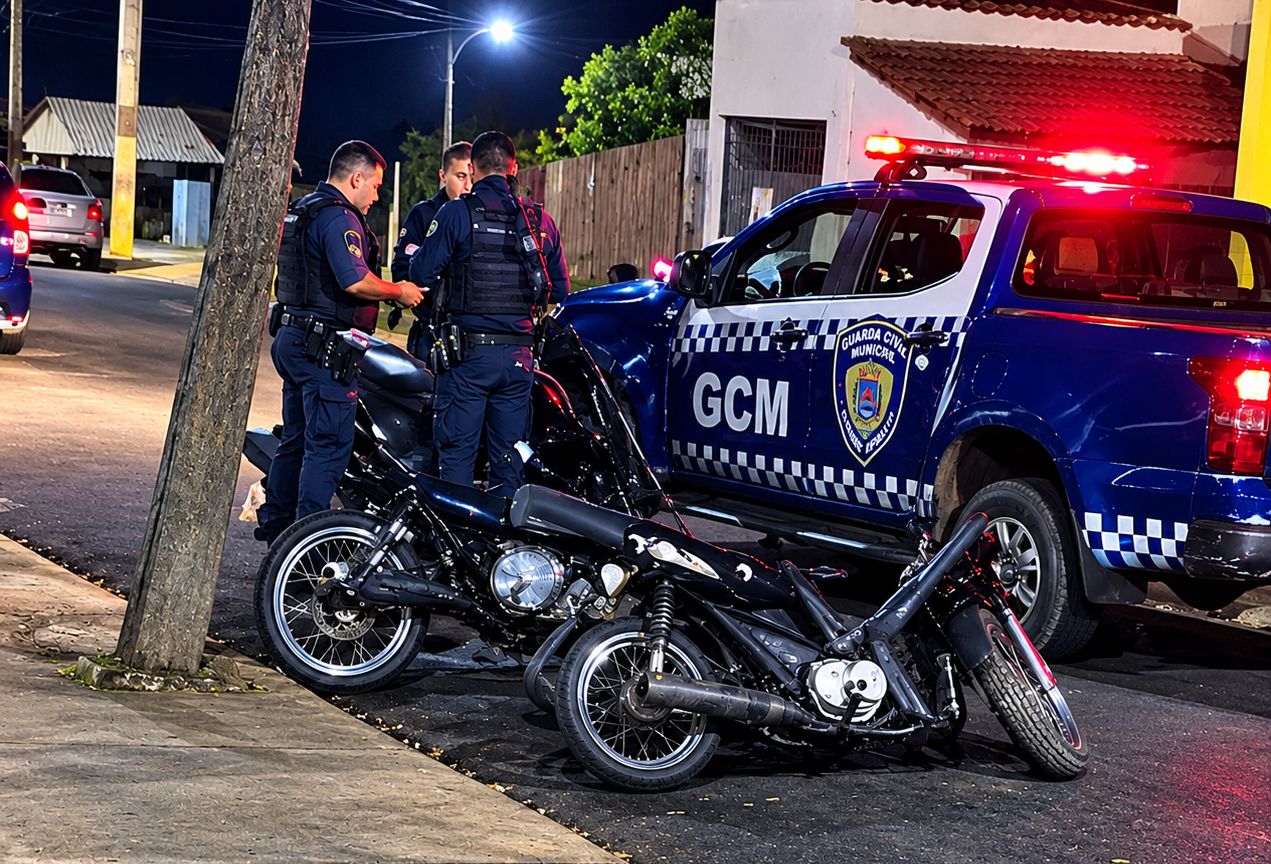 Borracheiro 'trincado' faz manobra errada e bate moto de frente com viatura da GCM