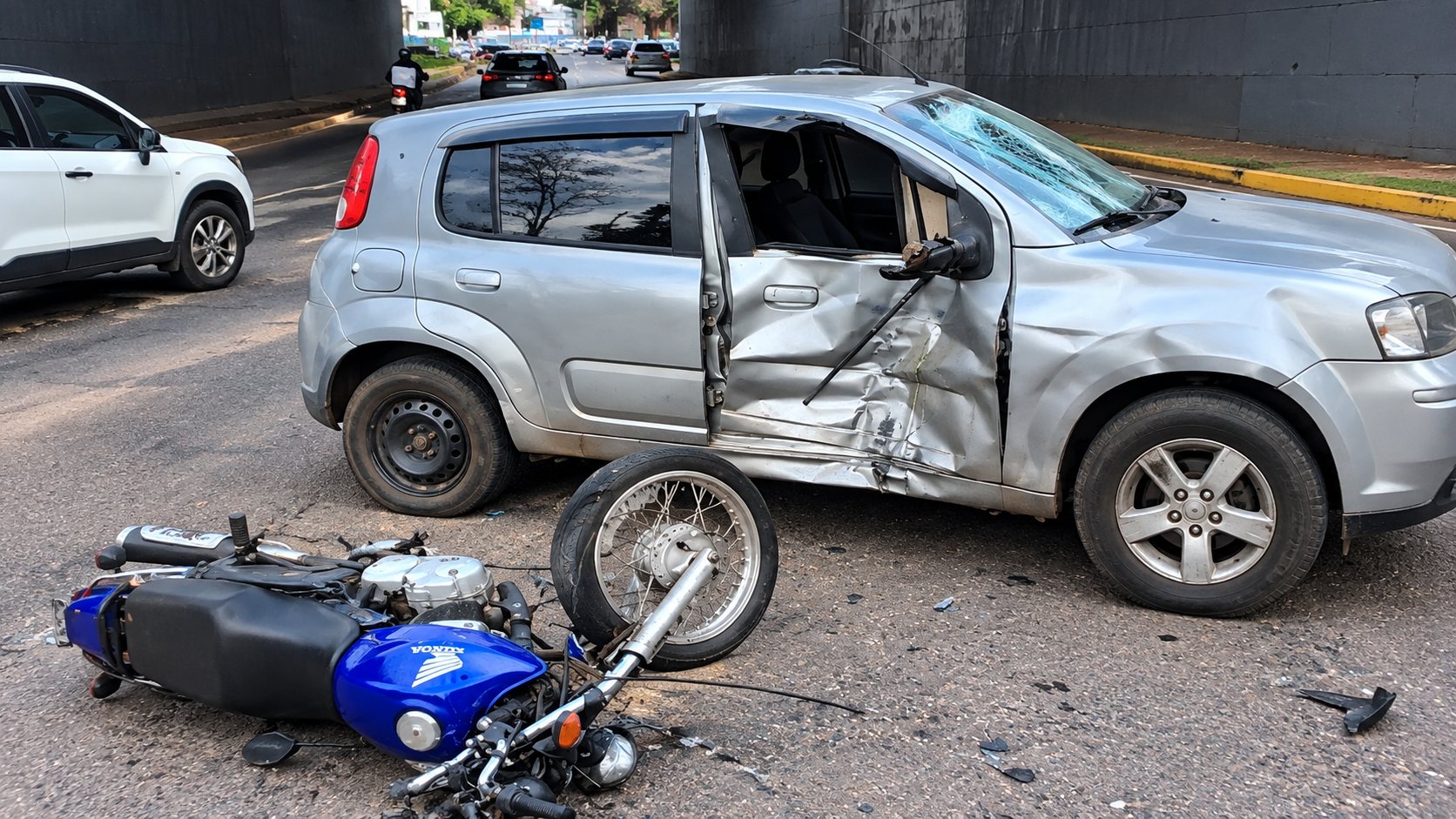 Trânsito em Araçatuba: motociclista fica ferido após colisão com carro na Cussy de Almeida