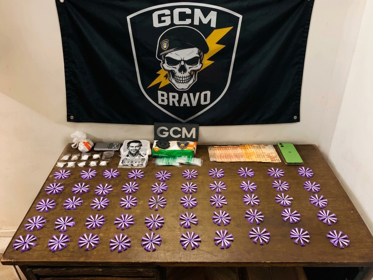 Guarda Civil flagra entrega de moto e prende homem com pinos de cocaína
