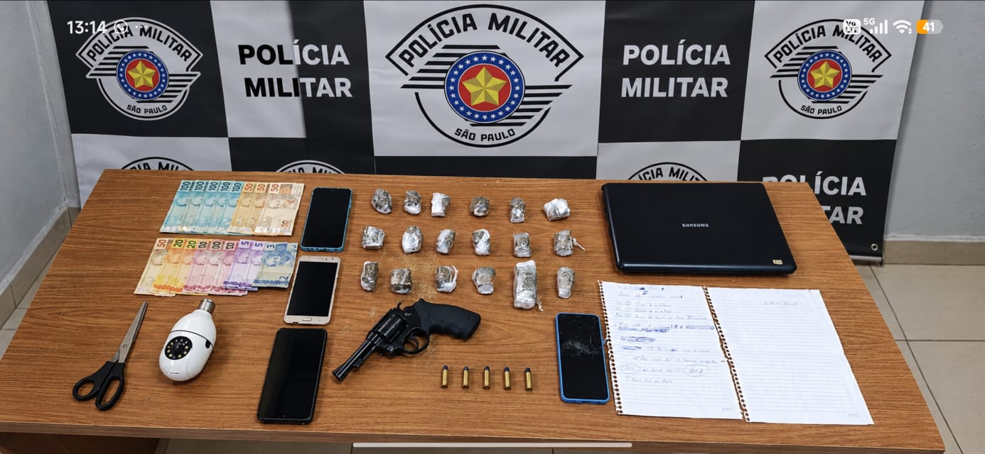 PM prende homem por tráfico de drogas e posse ilegal de arma de fogo, em Araçatuba