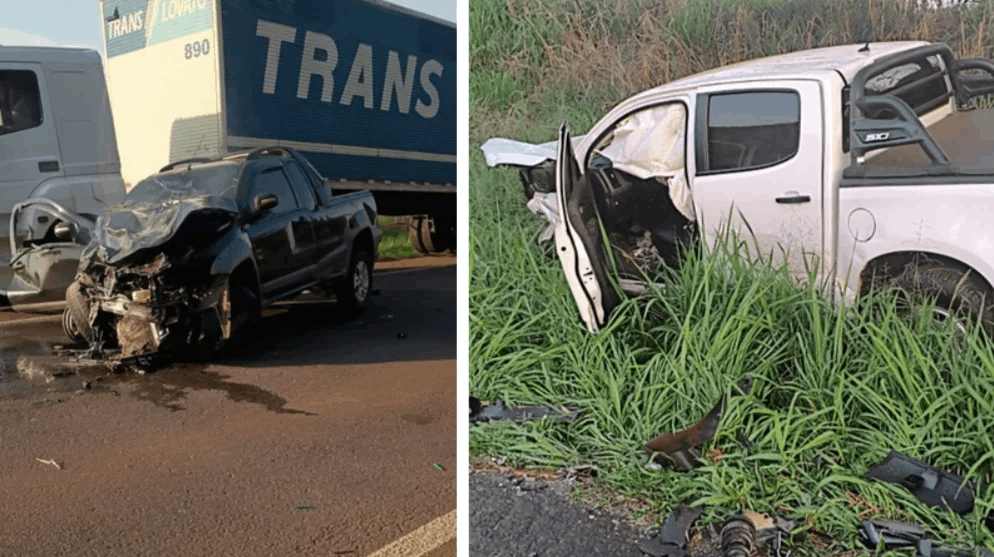 Acidente fatal: Após invadir pista contrária, Fiat Strada bate em S10 e deixa dois mortos na Rollemberg