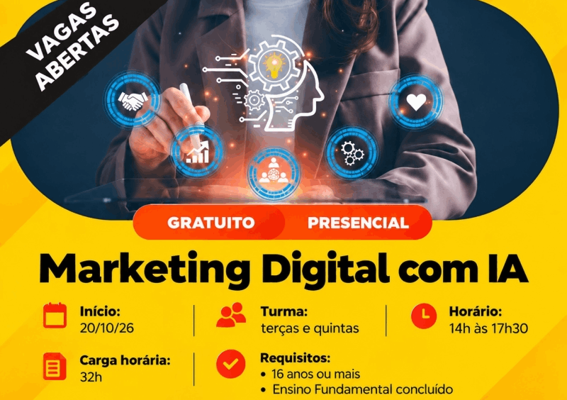 Curso gratuito ensina a usar Inteligência Artificial para bombar vendas e criar conteúdos em Penápolis