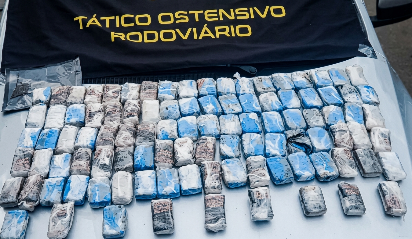 Ação do TOR intercepta Voyage recheado com 100 tabletes de dry em Braúna; Bombeiros cortaram a lataria