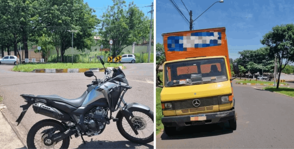 Motociclista de 28 anos fica ferido após bater em caminhão em cruzamento de Birigui